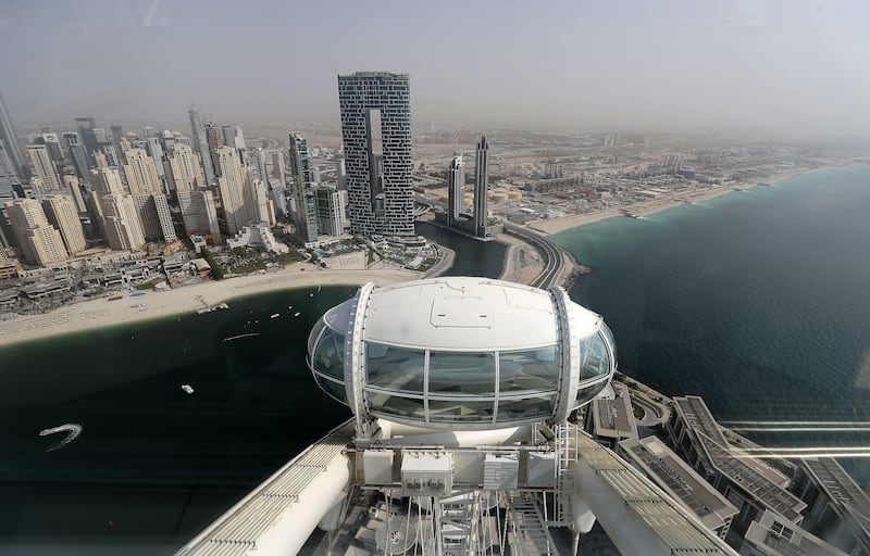 View from the cabin of Ain Dubai on August 24. Pawan Singh / The National