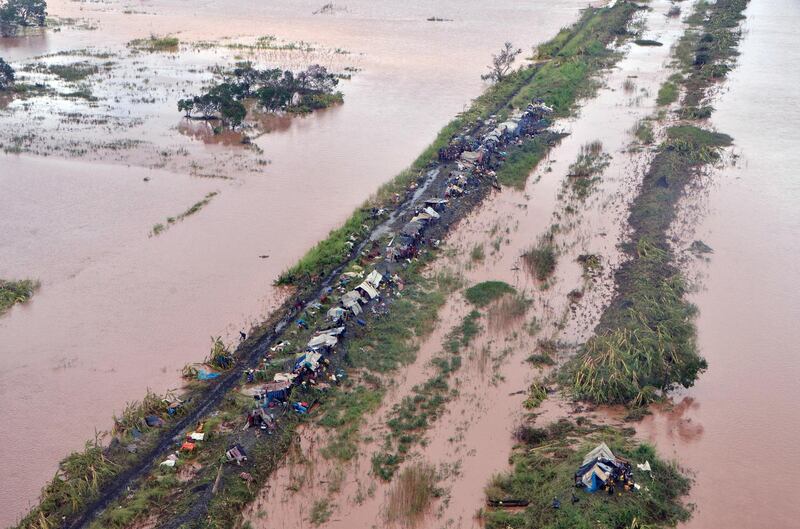 An aerial view shows damage from the flood waters after cyclone Idai made landfall in Sofala Province, Central Mozambique. EPA