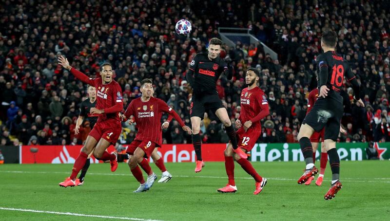 Atletico Madrid's Saul Niguez scores a disallowed goal. Reuters