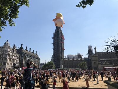 Trump blimp protest in London, July 13, 2018. Photo by Gareth Browne