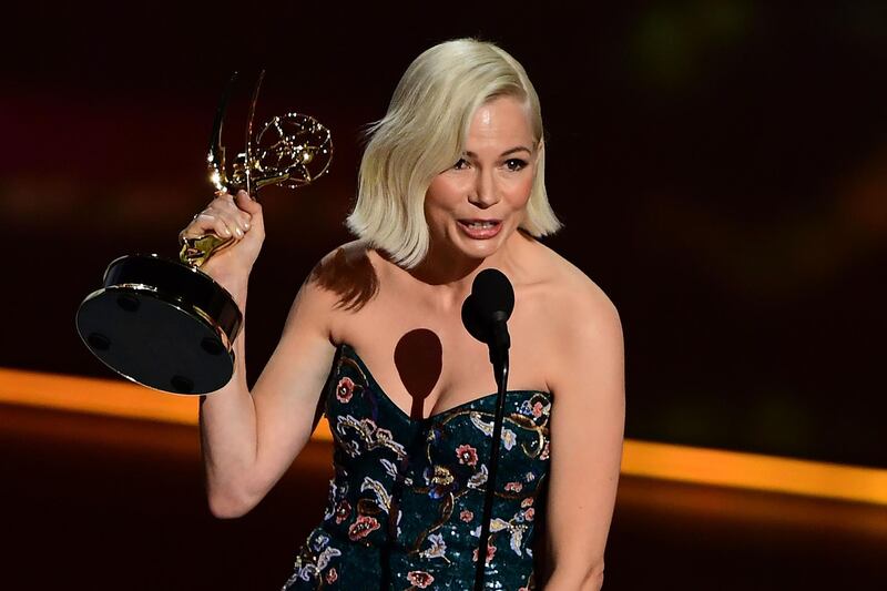 Michelle Williams accepts the Outstanding Lead Actress in a Limited Series or Movie award for "Fosse/Verdon" onstage during the 71st Emmy Awards at the Microsoft Theatre in Los Angeles on September 22. AFP