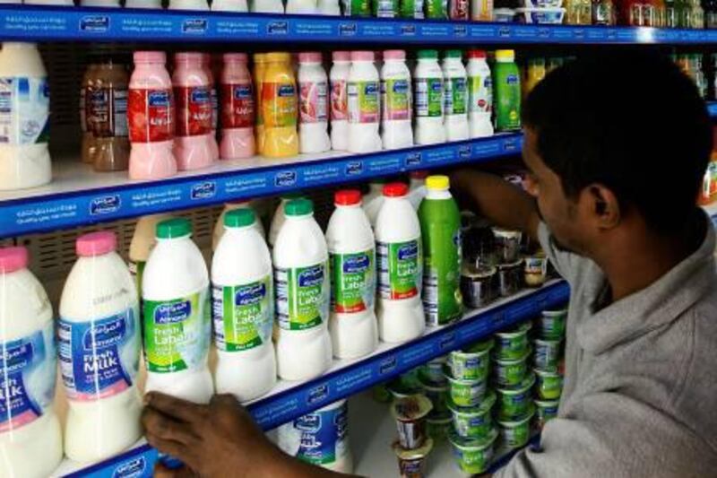 Dubai, United Arab Emirates- August, 08, 2013:  Almarai Milk products one of the 10 most recognized brand in uae displayed at one of the grocery  in Dubai . ( Satish Kumar / The National ) For Business *** Local Caption ***  SK100-Almarai-03.jpg