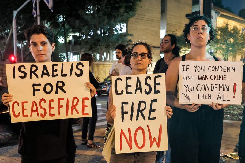 Protesters call for a ceasefire and the release of hostages held by Hamas since the October 7 attack. AFP