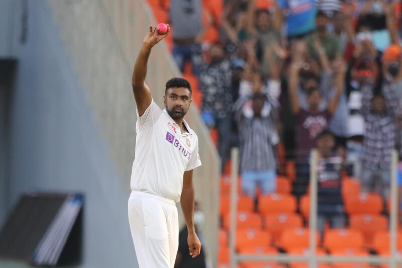 Ravichandran Ashwin of India celebrates his 400 test wicket during day two of the third PayTM test match between India and England held at the Narendra Modi Stadium , Ahmedabad, Gujarat, India on the 25th February 2021

Photo by Pankaj Nangia / Sportzpics for BCCI