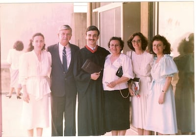 Graduation day from the School of Theology in Beirut in 1988 after seven harrowing years in which Nadim Nassar says he spent the best days of his youth crawling around in a basement trying to avoid snipers. Photo: Nadim Nassar
