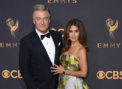 Alec Baldwin and Hilaria Baldwin at the 69th Primetime Emmy Awards in Los Angeles in 2017. AP