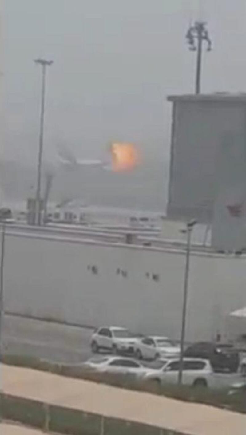 A still picture taken from an amateur video shows the moment an explosion occurs on the plane.   Scott Macpherson / Handout via Reuters