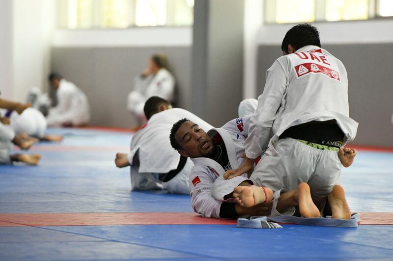 Faisal Al Ketbi trains with Omar Al Fadhli for the Asian Jiu-Jitsu Championship.