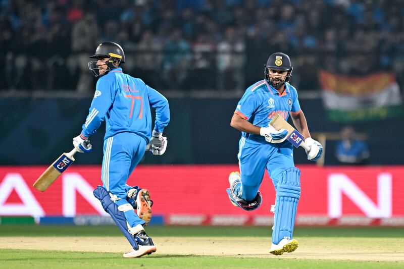 India's captain Rohit Sharma and Shubman Gill run between the wickets. AFP
