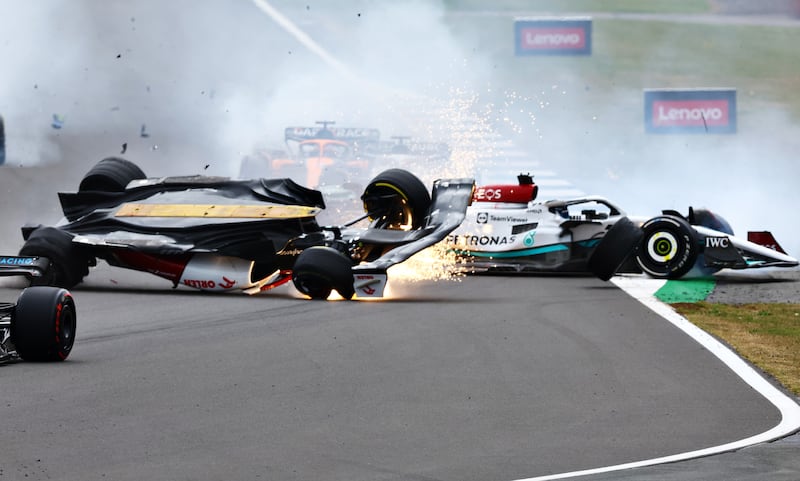 Alfa Romeo's Zhou Guanyu crashes at Silverstone. Getty