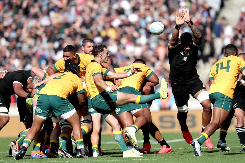 Australia's Nic White kicks the ball. AFP