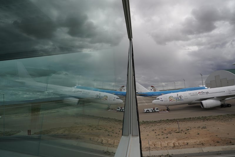 Planes stand at Teruel airport during the coronavirus outbreak, in Teruel, Spain,. Reuters