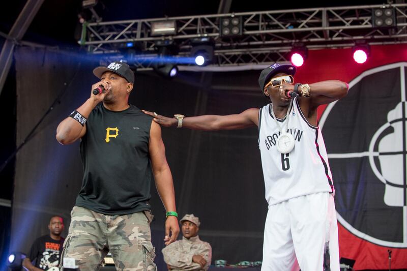 BENICASSIM, SPAIN - JULY 19:  Chuck D and Flavor Flav of Public Enemy perform live at FIB Benicassim Festival on July 19, 2015 in Benicassim, Spain.  (Photo by Gaelle Beri/Redferns)