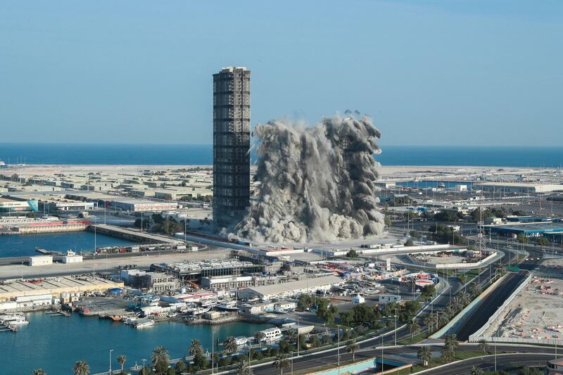 Abu Dhabi, United Arab Emirates, November 27, 2020.  Mina Zayed Plaza demolition Friday morning, Abu Dhabi.
Victor Besa/The National
Section:  National News