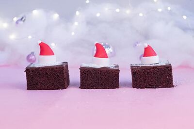 SugarMoo's allergen-free 'Crazy Cake' miniature bundle with edible Santa hats. SugarMoo