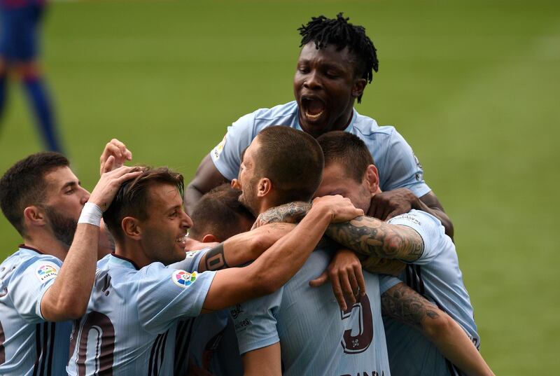 Celta Vigo's Fedor Smolov celebrates scoring his side's first goal. Getty