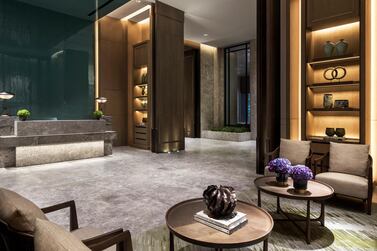 Reception lobby at St Regis Hong Kong. The hotel's interiors have been created by renowned Chinese designer Andrew Fu. Courtesy St Regis