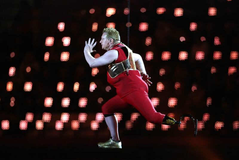 LONDON, ENGLAND - AUGUST 29:  An artisrt performs during the Opening Ceremony of the London 2012 Paralympics at the Olympic Stadium on August 29, 2012 in London, England.  (Photo by Chris Jackson/Getty Images) *** Local Caption ***  150952431.jpg