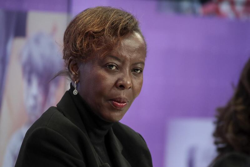 Louise Mushikiwabo, Rwanda's foreign minister, looks on during a panel session on the opening day of the World Economic Forum (WEF) in Davos, Switzerland, on Tuesday, Jan. 23, 2018. World leaders, influential executives, bankers and policy makers attend the 48th annual meeting of the World Economic Forum in Davos from Jan. 23 - 26. Photographer: Jason Alden/Bloomberg