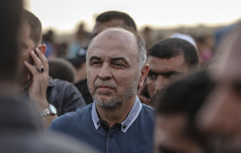 Maher Salah, prominent leader in the Hamas Palestinian Islamist movement and head of Hamas abroad, takes part in a protest along the Israel-Gaza border, in Jabalia, northern Gaza Strip, 03 August 2018. Photo by: Wissam Nassar/picture-alliance/dpa/AP Images