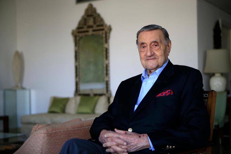 ABU DHABI - UNITED ARAB EMIRATES - 06NOV2015 - Adnan Pachachi, 92 years old is one of the oldest Iraqi statesmen around, during an Interview at his residence in Abu Dhabi. Ravindranath K / The National (to go with Rym story for News) *** Local Caption ***  RK0611-historyproject04.jpg