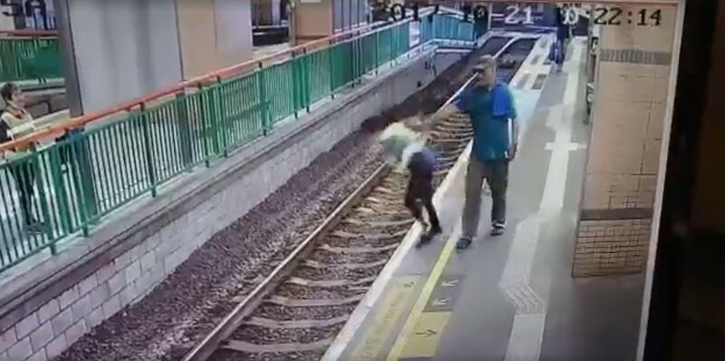 The woman, a cleaner at the station suffered injuries to her jaw from the fall. Facebook