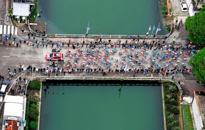 The peloton during Stage 12 of the Giro d'Italia, from Cesenatico to Cesenatico, on Thursday, October 15. AP