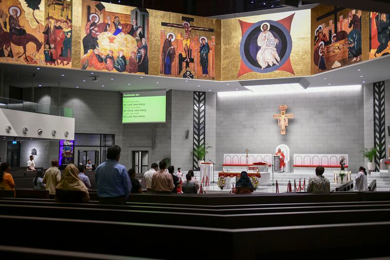 Evening Mass at Our Lady of Arabia cathedral in Awali, Bahrain. All photos: Khushnum Bhandari / The National 