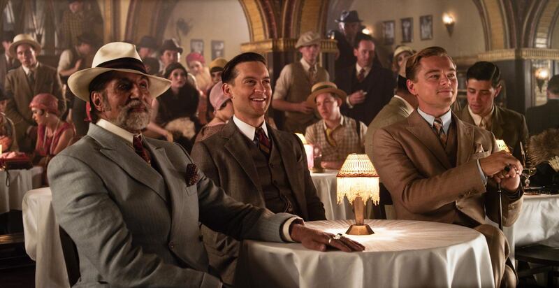 A handout photo of Amitabh Bachchan, Tobey Maguire and 
Leonardo DiCaprio in "The Great Gatsby" (Courtesy: Warner Bros. Pictures) *** Local Caption ***  al06ja-bolly-amitabh02.jpg