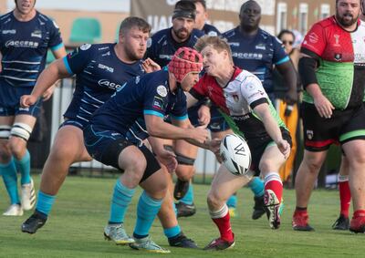 Abu Dhabi Harlequins and Dubai Sharks during the UAE Division 1 finals at Al Ain Amblers RFC. Ruel Pableo for The National
