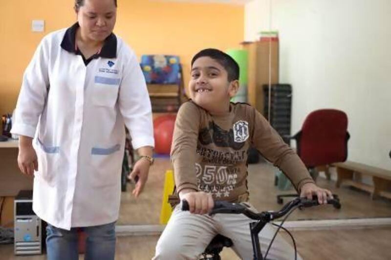 Noamaan Tahrir Ahmed, 7, at Dubai Autism Centre, where his care is funded by START. Razan Alzayani / The National