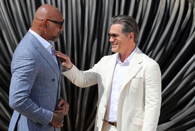 Actors Dave Bautista and Josh Brolin visit Abu Dhabi for the Dune: Part Two regional premiere. Chris Whiteoak / The National