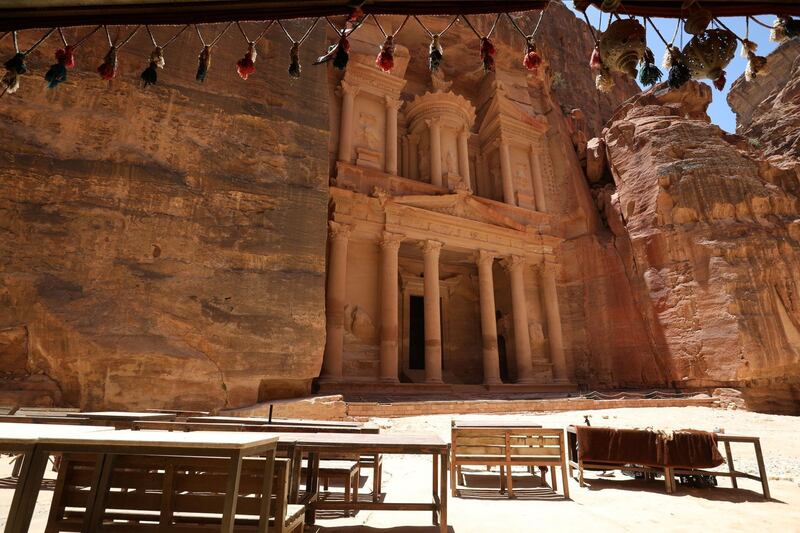 Al-Khazneh, or Treasury, in the ancient city of Petra is seen empty of tourists. Reuters