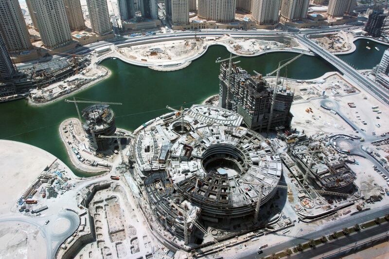 Aerial of Dubai, United Arab Emirates, Dubai Marina Mall, July 2007. (Photo by ITP Images /Construction Photography/Avalon/Getty Images)