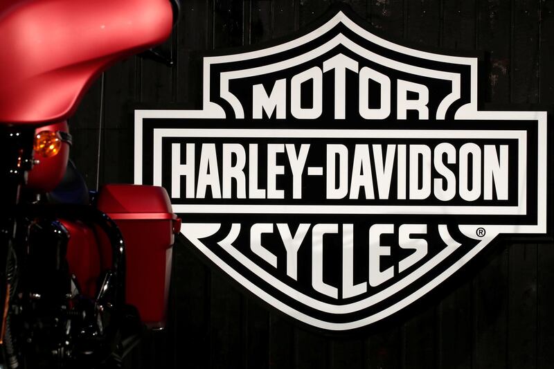 FILE PHOTO: A Harley-Davidson Inc. logo is seen at the Paris auto show in Paris, France, October 4, 2018. REUTERS/Benoit Tessier/File Photo