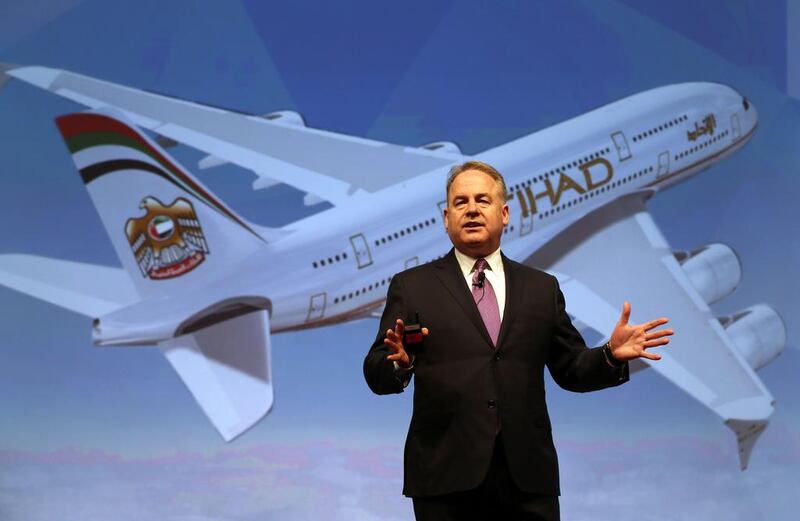 Etihad Airways chief executive during the unveiling of the interiors of the Airbus A380 and Boeing 787 on May 4, 2014 in Abu Dhabi. Karim Sahib / AFP