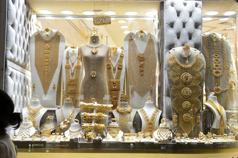 A dazzling window display at the gold souq.