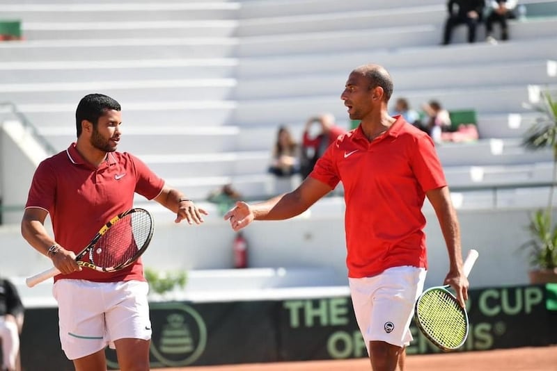 Mohamed Safwat and Karim Mohamed Maamoun compete in the doubles against Ecuador. ETF