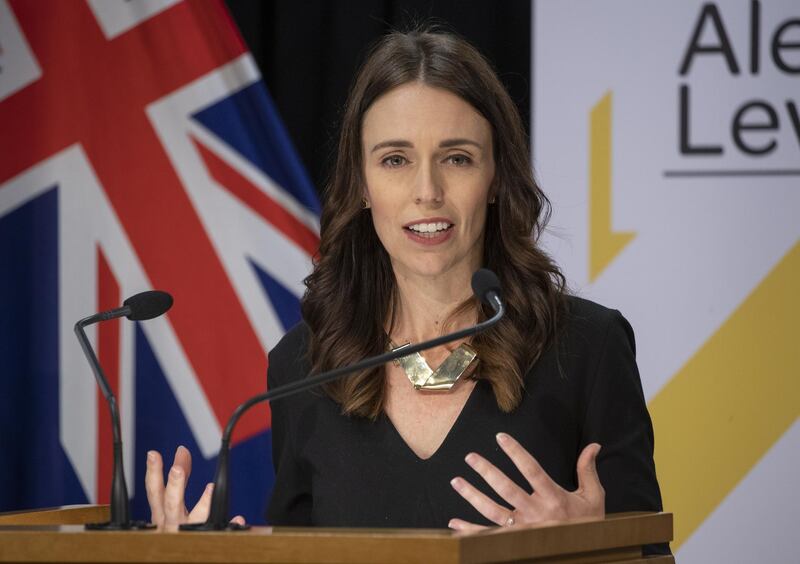 Jacinda Ardern, New Zealand's prime minister, speaks during a news conference at the Parliament in Wellington, New Zealand, on Monday, May 11, 2020. New Zealand will begin to exit its seven-week lockdown this week after halting the spread of the coronavirus. Ardern said the nation will start a phased relaxation of restrictions on May 14, when retailers, malls, cafes, restaurants, cinemas and public spaces including playgrounds and gyms will be allowed to reopen and domestic travel can resume. Photographer: Mark Mitchell/NZME/Bloomberg