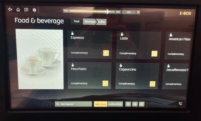 Travellers flying in business class will be able to order drinks at the touch of a button.