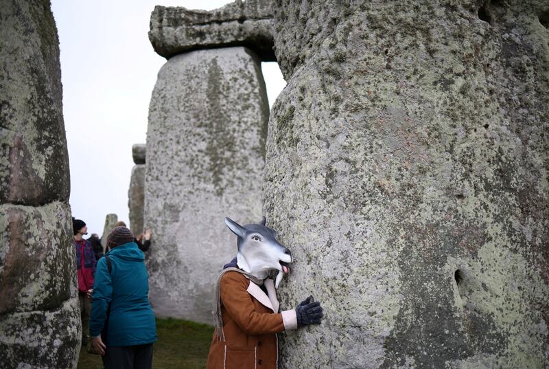 Winter solstice celebrations at prehistoric monument Stonehenge, near Amesbury, southern England. Reuters