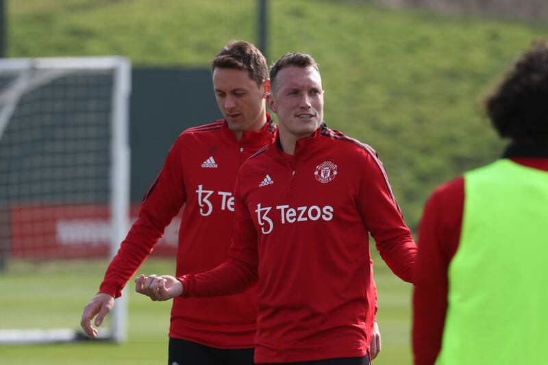 Phil Jones at the Manchester United training session. 