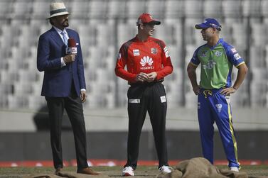 Steve Smith, left, and David Warner, seen in Bangladesh Premier League action, have not played international cricket for nearly 12 months. AFP