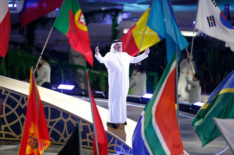 Saudi singer Mohammed Abdu performing during the opening ceremony of Expo 2020 Dubai. Abdu will take to the Etihad Arena stage in Abu Dhabi on June 25. EPA