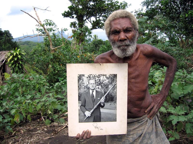 Mandatory Credit: Photo by Richard Shears/Shutterstock (591964d)
Chief Jack Naiva on the island of Tanna, Vanuatu, in the South Pacific, shows a photo that Prince Philip sent him. The Duke of Edinburgh is holding a war club which was despatched to Buckingham Palace in the mid 1970s. The photo in the picture is dated 1980.
TRIBE WHO WORSHIP PRINCE PHILIP AS A GOD, TANNA, VANUATU, SOUTH PACIFIC - MAY 2006