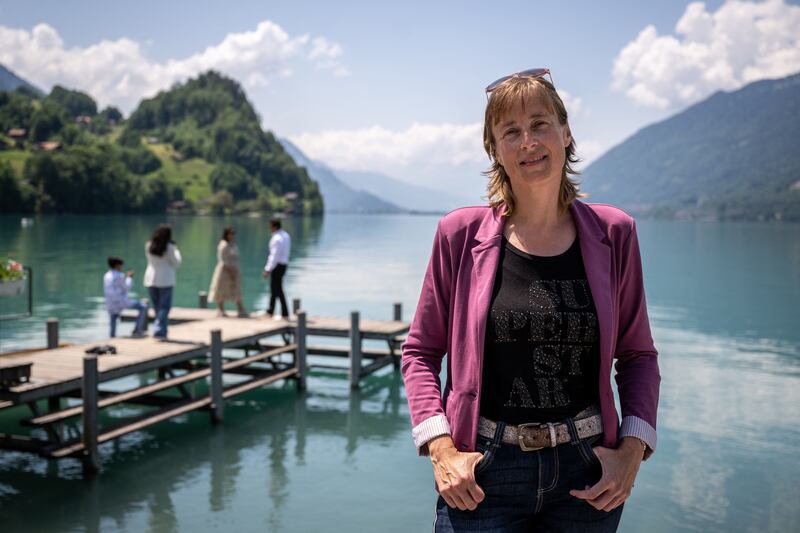 Tourism office manager Titia Weiland at the pier in the village of Iseltwald