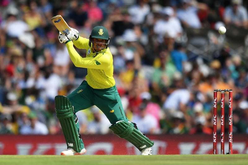 CENTURION, SOUTH AFRICA - FEBRUARY 16: Quinton de Kock of South Africa bats during the Third T20 International match between South Africa and England at Supersport Park on February 16, 2020 in Centurion, South Africa. (Photo by Dan Mullan/Getty Images)
