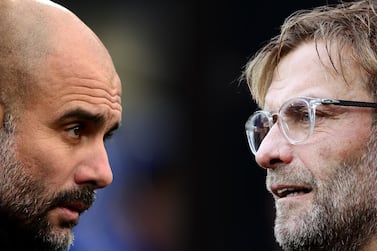 Pep Guardiola's Manchester City and Liverpool's Jurgen Klopp are in a duel for the Premier League title. Getty