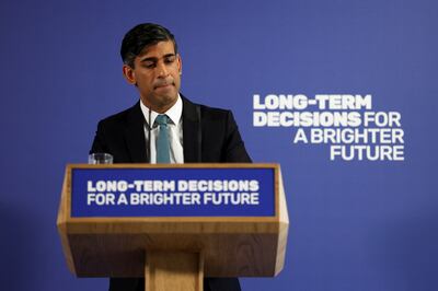 British Prime Minister Rishi Sunak delivered a speech at a college in north London on Monday, where he said taxes would be cut in a 'serious, responsible way'. Reuters