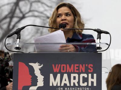 Actress America Ferrera speaks to the crowd during the Women’s March on Washington in 2017. AP Photo